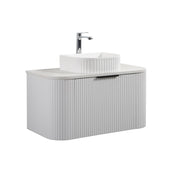Indulge | Ronda 900 Curved Fluted Matte White Wall Hung Vanity With Basin - Acqua Bathrooms