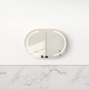 Ronda LED 900mm Matte White Oval Shaving Cabinet - Acqua Bathrooms