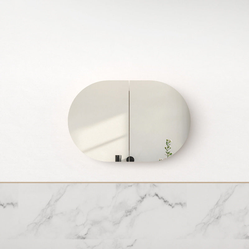 Ronda Light Walnut Oval Shaving Cabinet - Acqua Bathrooms