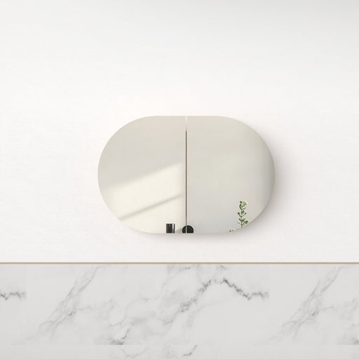 Ronda Matte White Oval Shaving Cabinet - Acqua Bathrooms