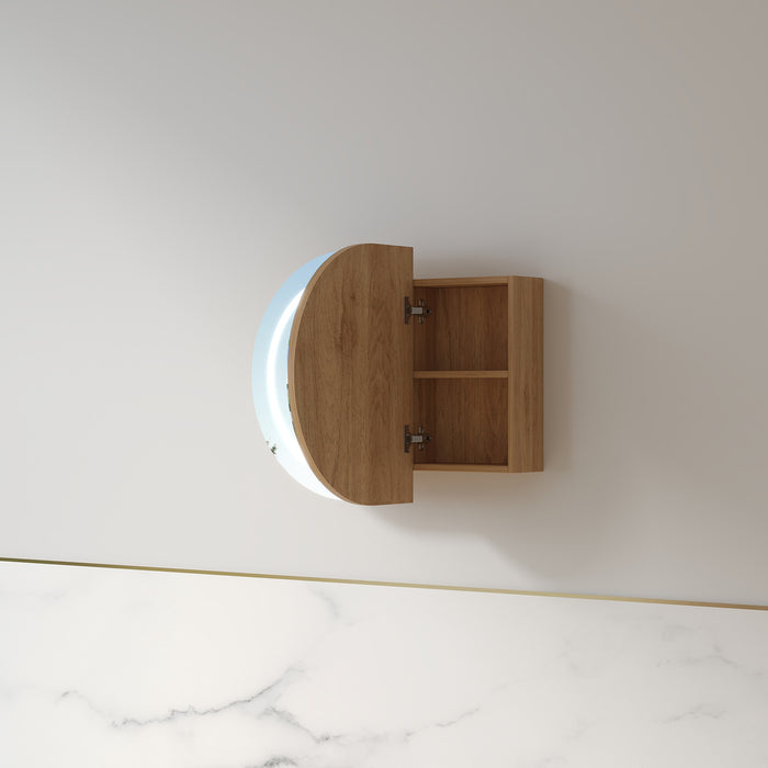 Ronda LED 900mm Light Walnut Oval Shaving Cabinet