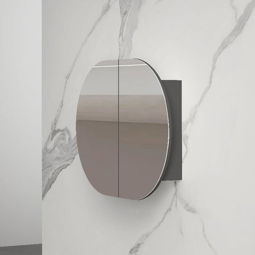 Rosy 900 Matte Black Oval Shaving Cabinet - Acqua Bathrooms