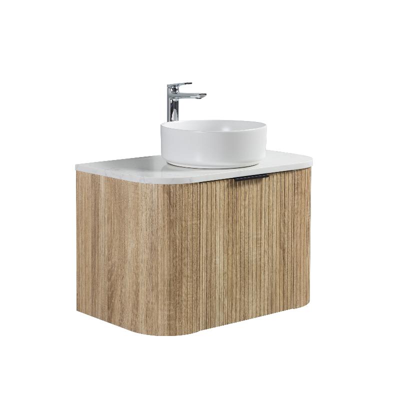Ronda 600 Curved White Oak Fluted Wall Hung Vanity - Acqua Bathrooms