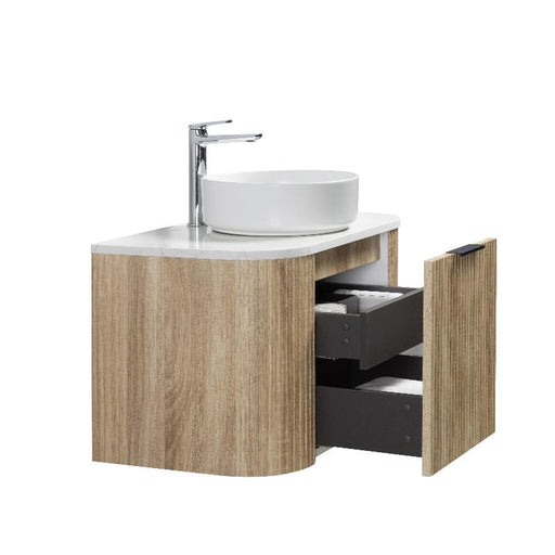 Ronda 600 Curved White Oak Fluted Wall Hung Vanity - Acqua Bathrooms
