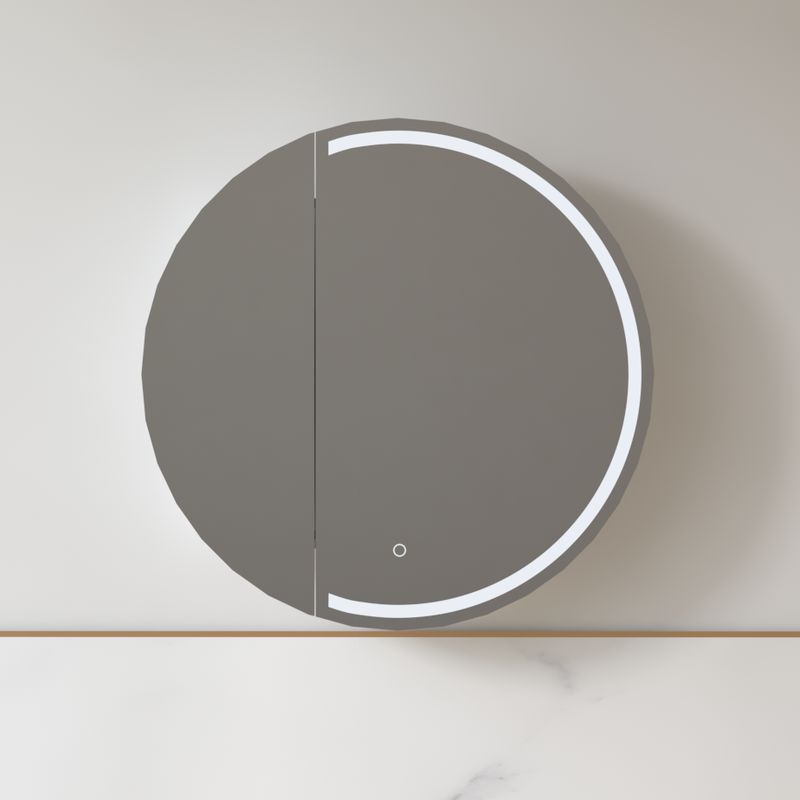 Round LED 800 x 800mm Matte White Shaving Cabinet