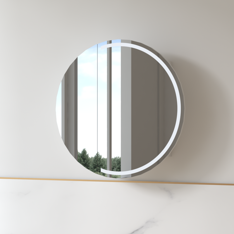 Round LED 800 x 800mm Matte White Shaving Cabinet