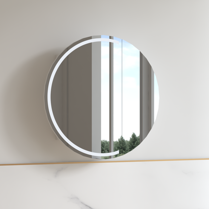 Round LED 800 x 800mm Matte White Shaving Cabinet