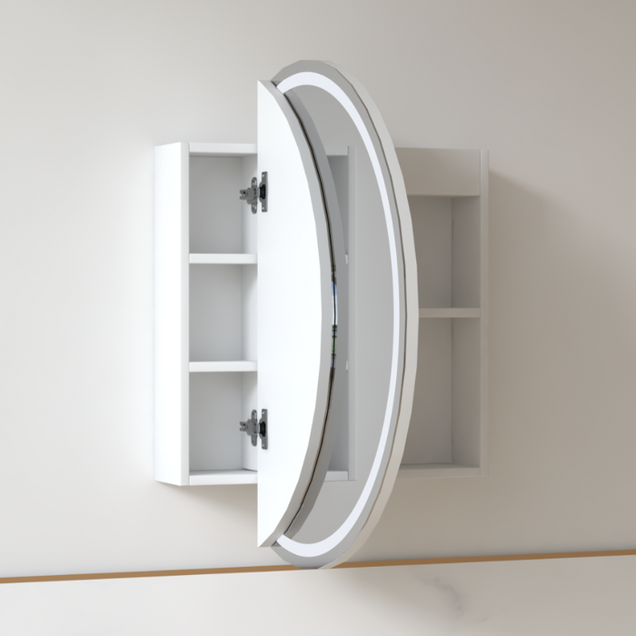 Round LED 800 x 800mm Matte White Shaving Cabinet