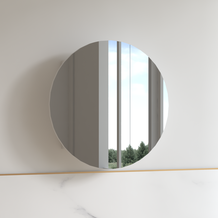 Round 800mm Matte White Shaving Cabinet