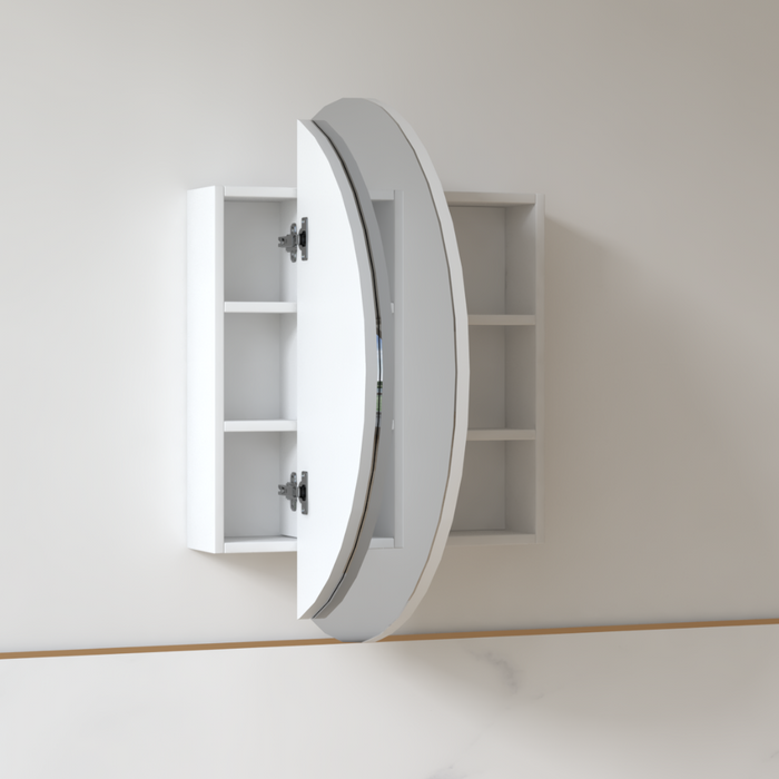 Round 800mm Matte White Shaving Cabinet