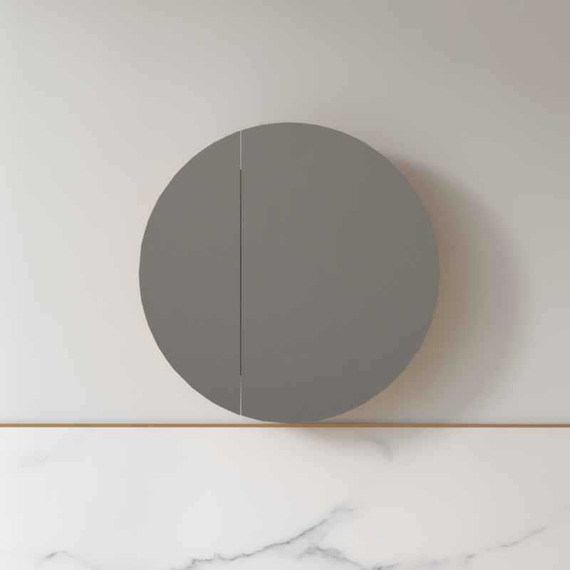 Round 800mm Light Walnut Shaving Cabinet