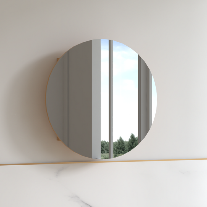 Round 800mm Light Walnut Shaving Cabinet