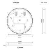 Indulge | Round Touchless Back-Lit Matte Black 600mm LED Mirror - Three Light Temperatures - Acqua Bathrooms