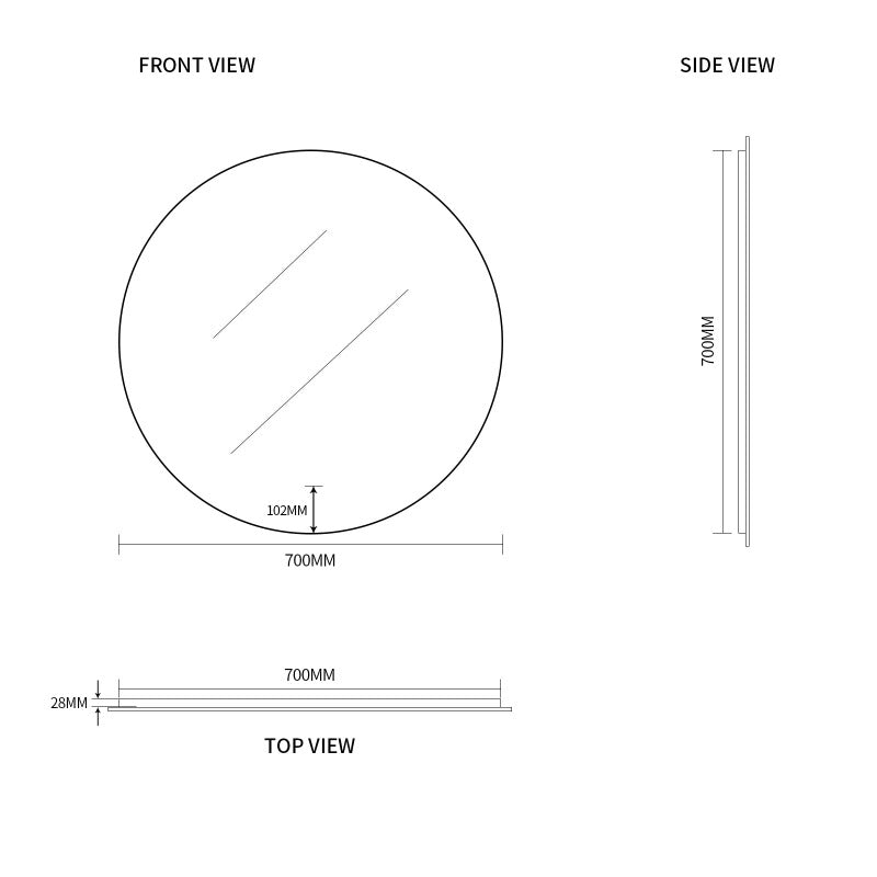 Indulge | Round Touchless 700mm LED Mirror - Three Light Temperatures - Acqua Bathrooms