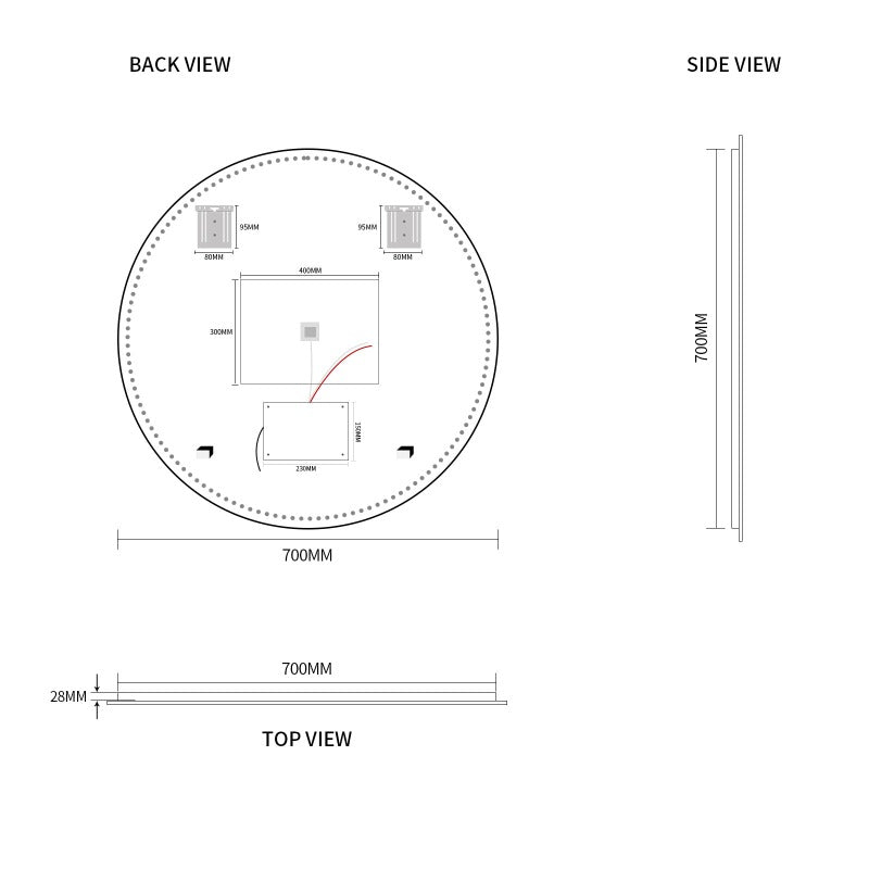 Indulge | Round Touchless 700mm LED Mirror - Three Light Temperatures - Acqua Bathrooms