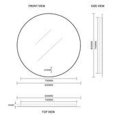 Indulge | Round Touchless Back-Lit Matte Black 800mm LED Mirror - Three Light Temperatures - Acqua Bathrooms