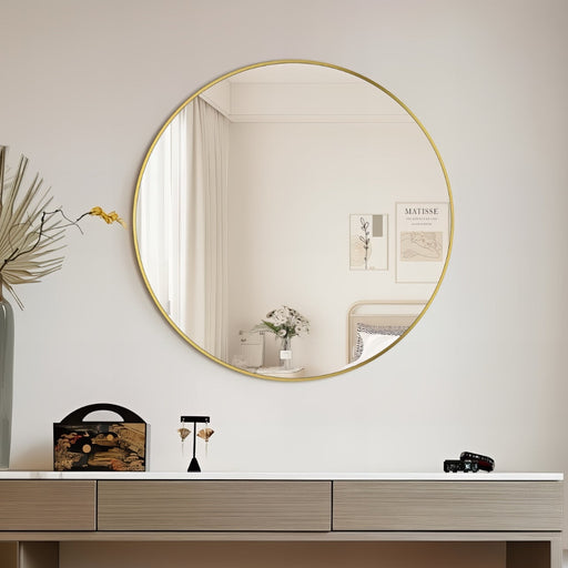 Round 600mm Brushed Gold Framed Mirror - Acqua Bathrooms