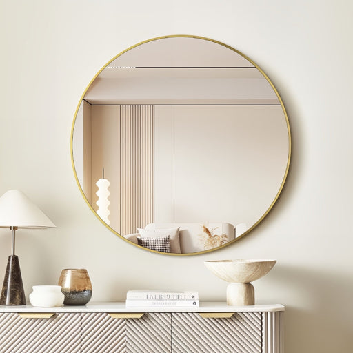 Round 800mm Brushed Gold Framed Mirror - Acqua Bathrooms