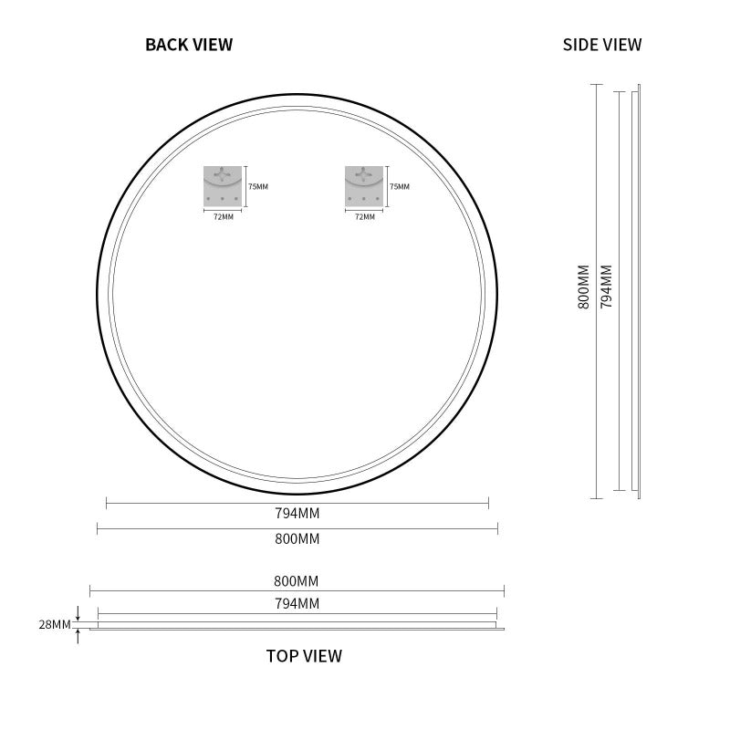 Indulge | Round 800mm Matte Black Framed Mirror - Acqua Bathrooms