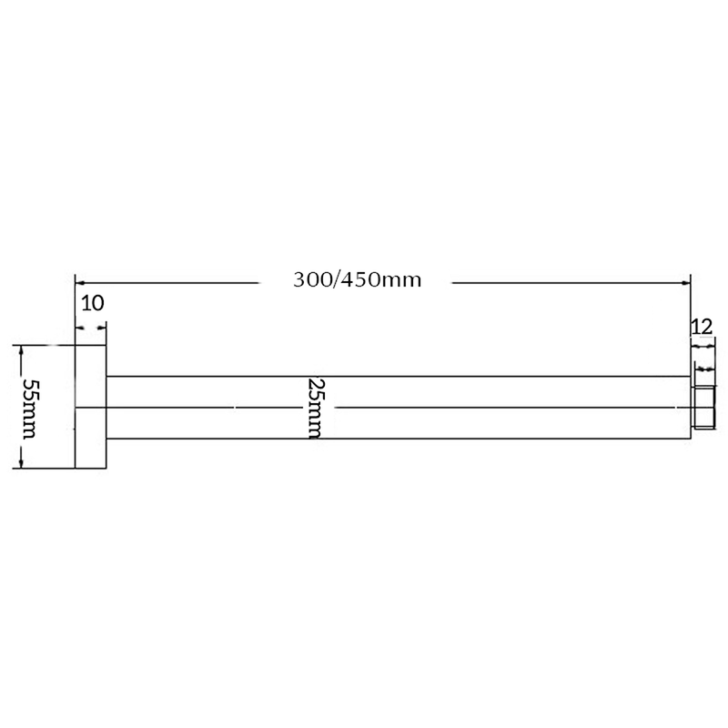 Beki / Tiago Matte Black Ceiling Arm - 300mm
