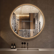 Round Touchless Back-Lit Matte Black 800mm LED Mirror - Three Light Temperatures - Acqua Bathrooms