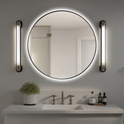 Round Touchless Back-Lit Matte Black 800mm LED Mirror - Three Light Temperatures - Acqua Bathrooms