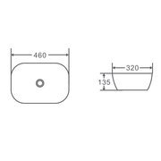 Rectangle Gloss White 460 x 320 x 135mm Above Counter Basin By Indulge® - Acqua Bathrooms