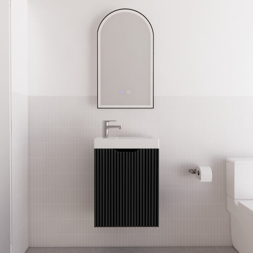 Riva | Vienna Matte Black Fluted 450mm Wall Hung Vanity - Acqua Bathrooms
