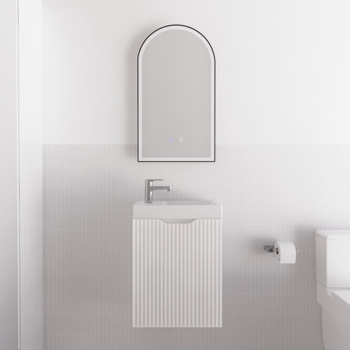 Riva | Vienna Matte White Fluted 450mm Wall Hung Vanity - Acqua Bathrooms