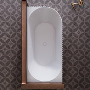 Rivata Fluted 1700mm Matte White Left Corner Fit Designer Round Freestanding Bath - Acqua Bathrooms
