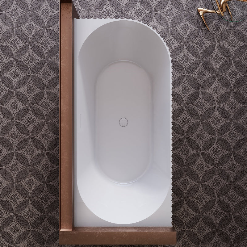 Rivata Fluted 1700mm Matte White Left Corner Fit Designer Round Freestanding Bath - Acqua Bathrooms