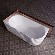 Rivata Fluted 1700mm Matte White Left Corner Fit Designer Round Freestanding Bath - Acqua Bathrooms