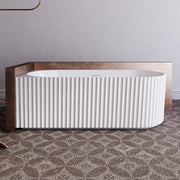 Rivata Fluted 1700mm Matte White Left Corner Fit Designer Round Freestanding Bath - Acqua Bathrooms