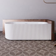 Rivata Fluted 1500mm Matte White Right Corner Fit Designer Round Freestanding Bath - Acqua Bathrooms