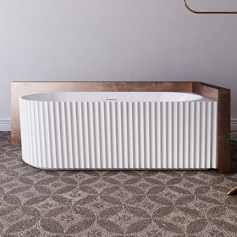 Rivata Fluted 1500mm Matte White Right Corner Fit Designer Round Freestanding Bath - Acqua Bathrooms