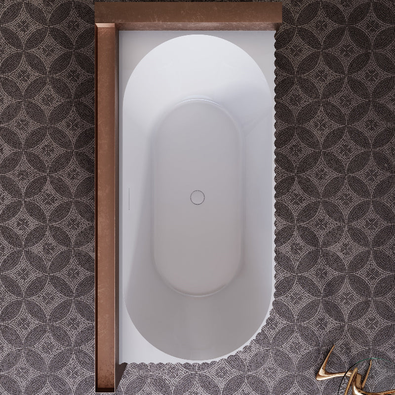 Rivata Fluted 1500mm Matte White Right Corner Fit Designer Round Freestanding Bath - Acqua Bathrooms