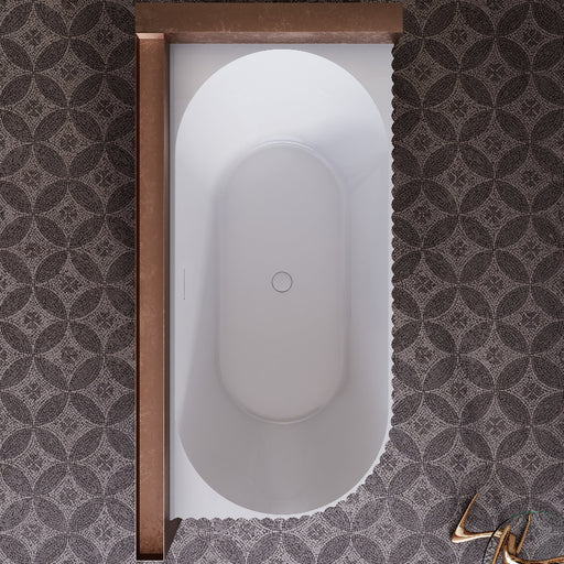 Rivata Fluted 1500mm Matte White Right Corner Fit Designer Round Freestanding Bath - Acqua Bathrooms