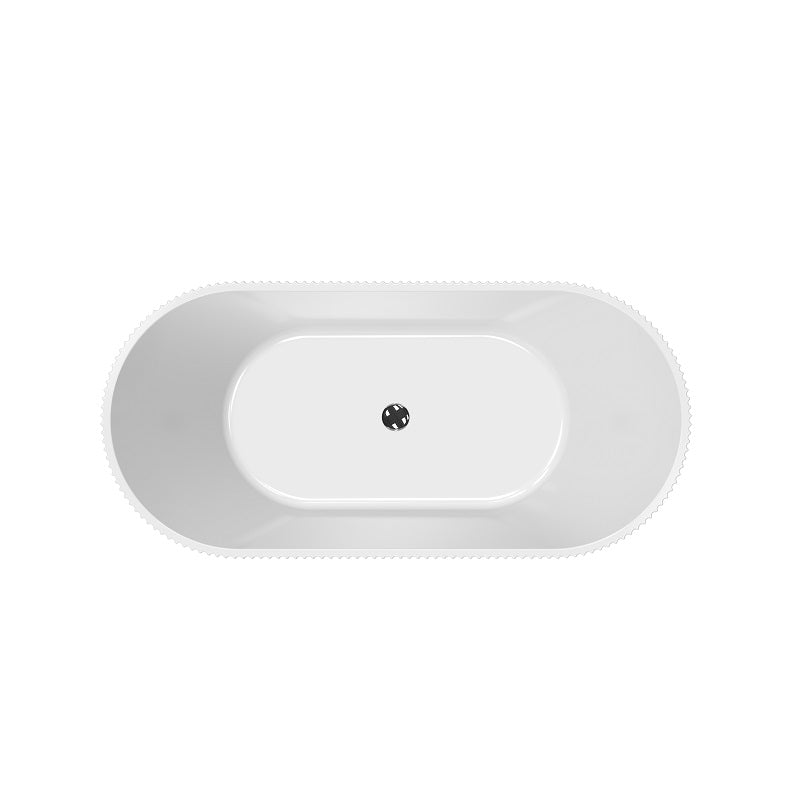 Ronda Fluted Matte White 1700mm V Groove Round Freestanding Bath - Acqua Bathrooms
