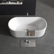 Ronda Fluted Matte White 1700mm V Groove Round Freestanding Bath - Acqua Bathrooms