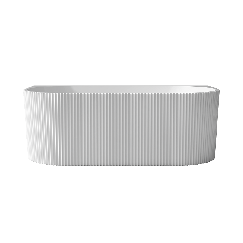 Ronda Fluted Matte White 1700mm V Groove Back to Wall Round Freestanding Bath - Acqua Bathrooms