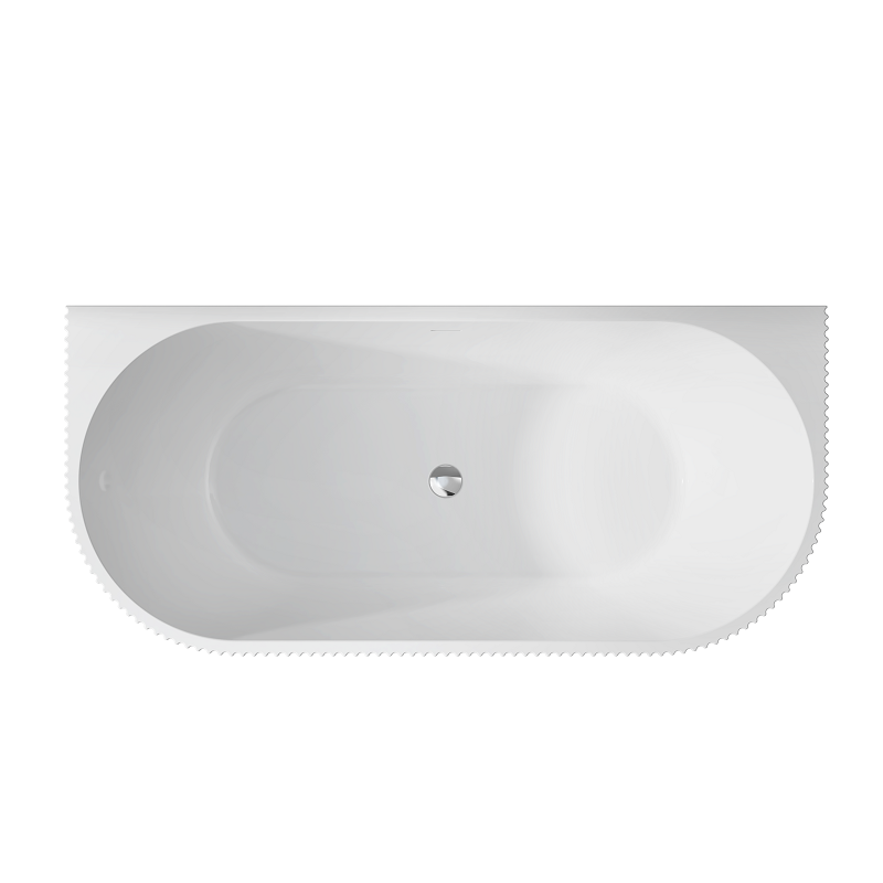 Ronda Fluted Matte White 1700mm V Groove Back to Wall Round Freestanding Bath - Acqua Bathrooms