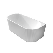 Ronda Fluted Matte White 1700mm V Groove Back to Wall Round Freestanding Bath - Acqua Bathrooms