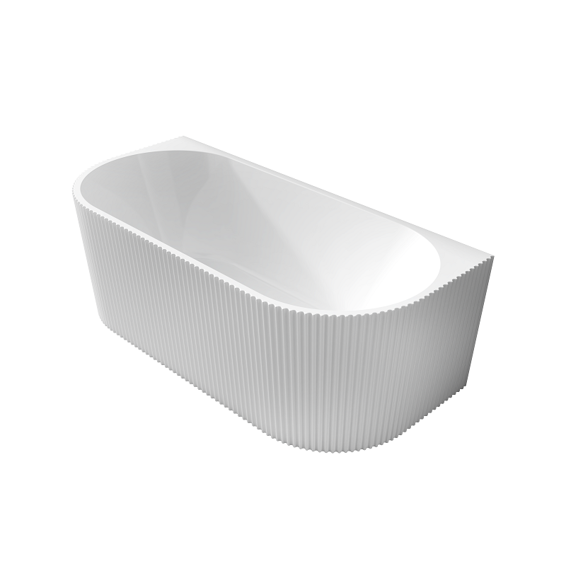 Ronda Fluted Matte White 1700mm V Groove Back to Wall Round Freestanding Bath - Acqua Bathrooms