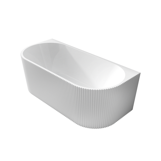 Ronda Fluted Matte White 1700mm V Groove Back to Wall Round Freestanding Bath - Acqua Bathrooms