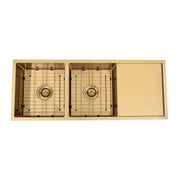 Brushed Gold 1150 x 450 x 230mm Double Bowl Kitchen Sink With Drainer - Acqua Bathrooms