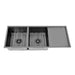 Brushed Gun Metal 1150 x 450 x 230mm Double Bowl Kitchen Sink With Drainer - Acqua Bathrooms