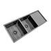 Brushed Gun Metal 1150 x 450 x 230mm Double Bowl Kitchen Sink With Drainer - Acqua Bathrooms