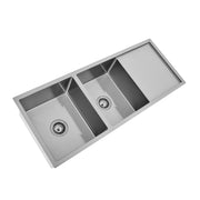 1150 x 450 x 230mm Double Bowl Kitchen Sink With Drainer - Acqua Bathrooms