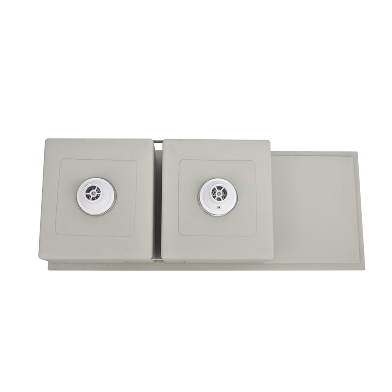Brushed Gun Metal 1150 x 450 x 230mm Double Bowl Kitchen Sink With Drainer - Acqua Bathrooms