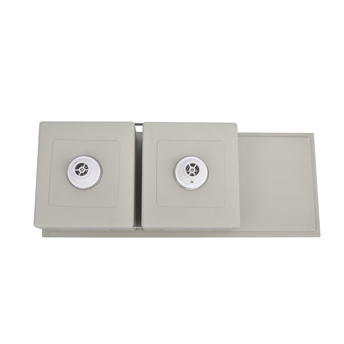 Brushed Gun Metal 1150 x 450 x 230mm Double Bowl Kitchen Sink With Drainer - Acqua Bathrooms